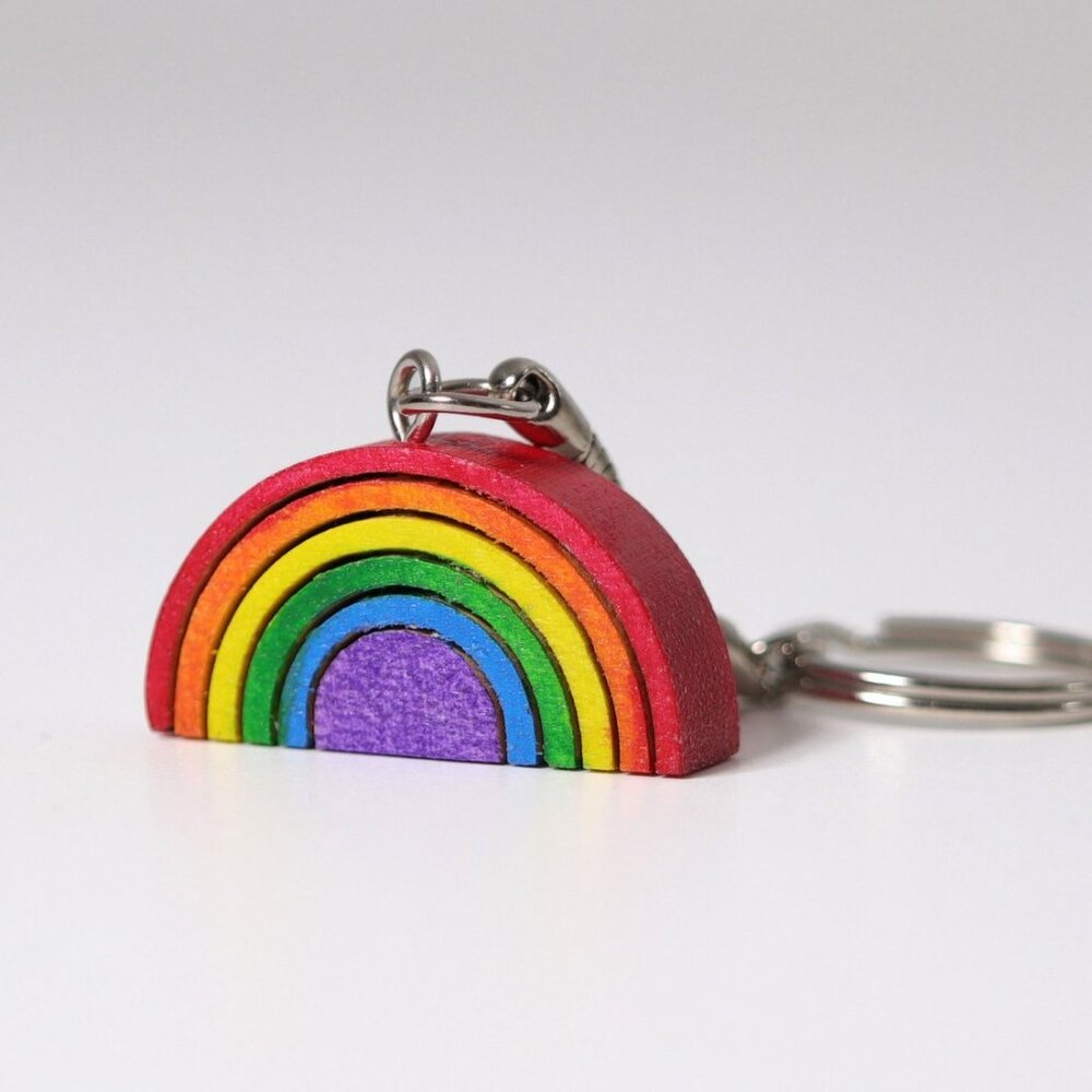 NWT Grimm's Wooden Toys Rainbow Key Ring